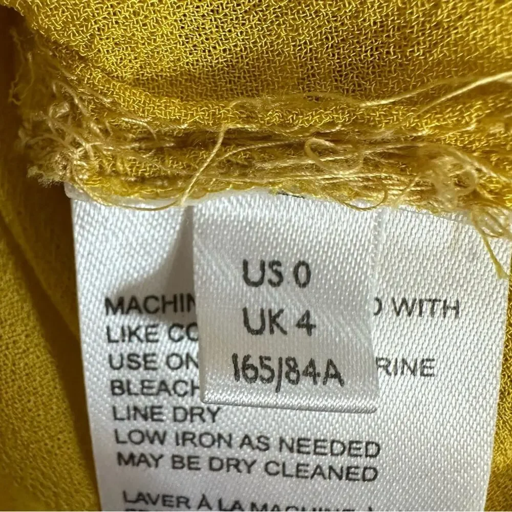 Anthropologie Yellow Clementine Blouse Eyelet Ruffle Puff Sleeve Top Shirt Sz 0